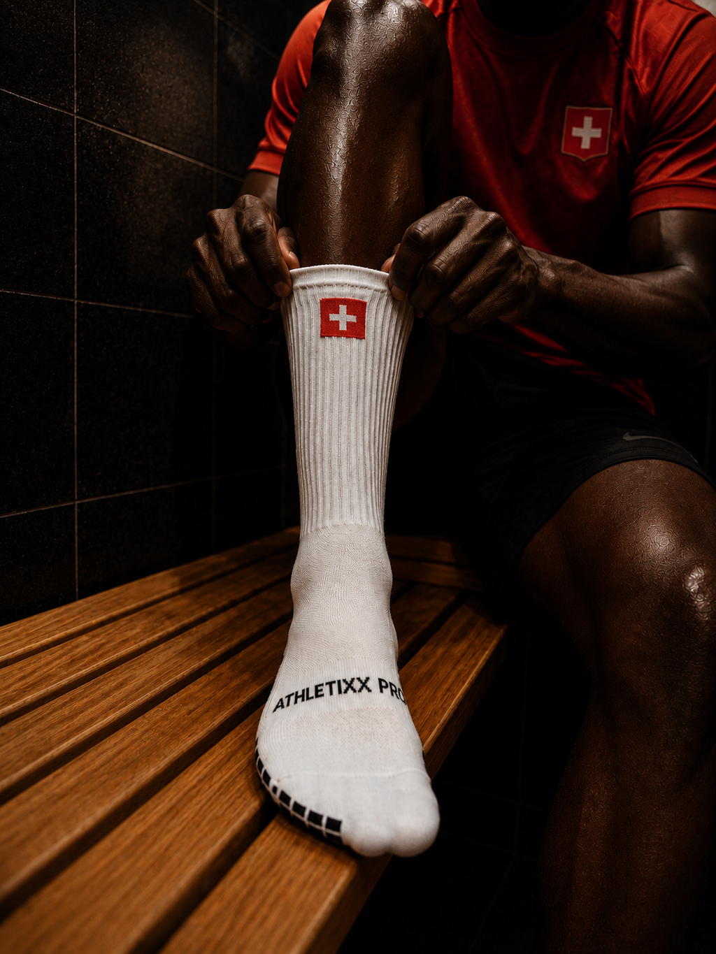 Schweiz Fan Socken – Flaggen-Design, Anti-Rutsch-Sohle