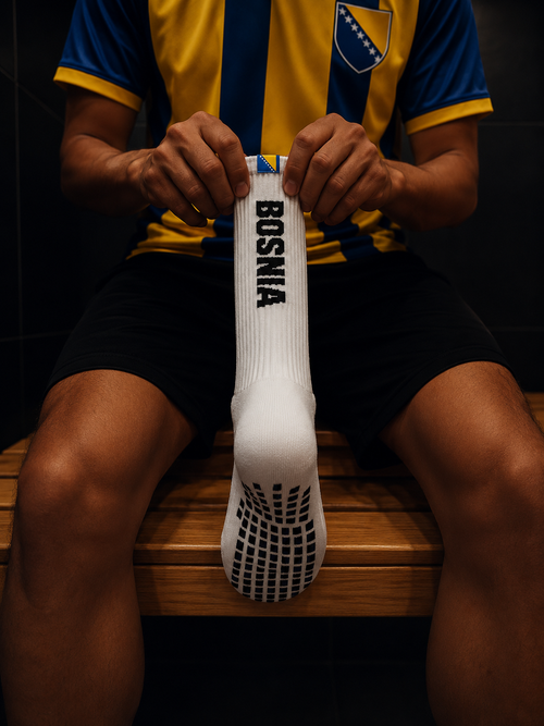 Bosnien Grip Socks – Flaggen-Design, Anti-Rutsch-Sohle