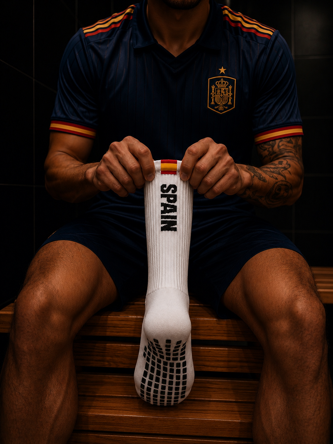 Spanien Grip Socks – Flaggen-Design, Anti-Rutsch-Sohle